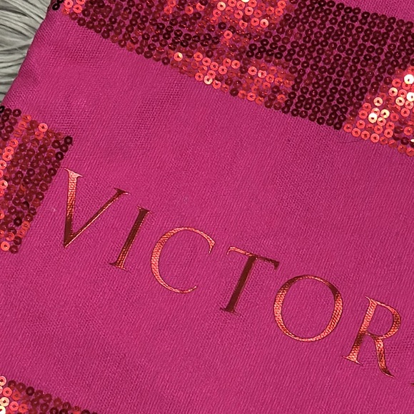 Victoria’s Secret Tote-Pink with Red Sequins-Canvas-Open Top-Guc - Picture 3 of 16